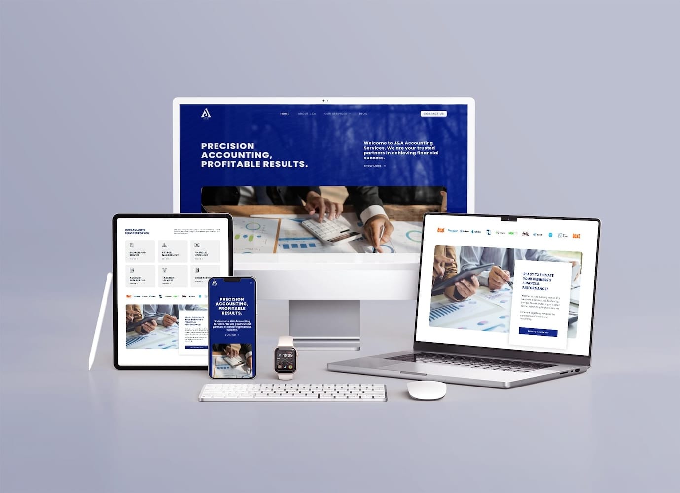 Accounting website displayed on multiple devices